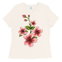 Bone pink flowers hibiscus Ladies Tee - Jasminsmagicworld