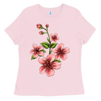 Bubblegum Pink pink flowers hibiscus Ladies Tee - Jasminsmagicworld