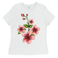 White pink flowers hibiscus Ladies Tee - Jasminsmagicworld