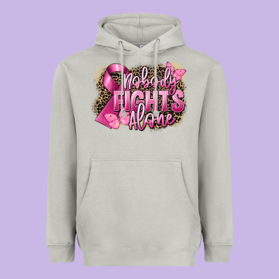 Nobody Fights Alone Cancer Heavyweight Hoodie Designed By Fadigitalartstudio