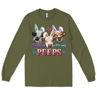 Army Green Hanging With My Peeps Cows Long Sleeve Tee - RanaPortraitStore
