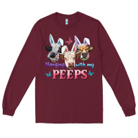 Burgundy Hanging With My Peeps Cows Long Sleeve Tee - RanaPortraitStore