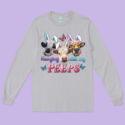 Hanging With My Peeps Cows Long Sleeve Tee Designed By Ranaportraitstore