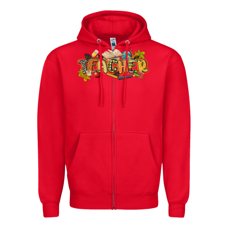 Fall Teacher Zipper Hoodie by CowGirlArtShop | Teevron
