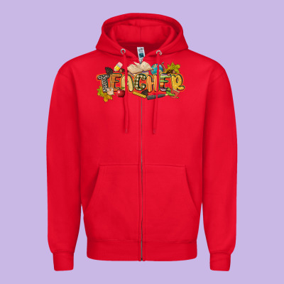 Fall Teacher Zipper Hoodie Designed By Cowgirlartshop