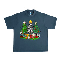 Midnight Navy Christmas With Soccer Trees Urban Heavy Tee - BundleAndBundleShop