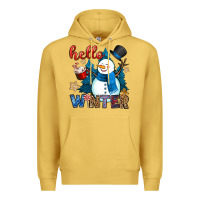 Antique Gold hello winter Premium Hoodie - OliviaCreatesArt