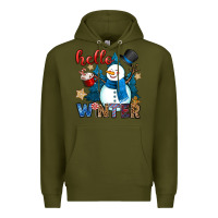 Army Green hello winter Premium Hoodie - OliviaCreatesArt