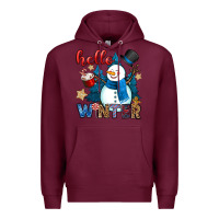 Burgundy hello winter Premium Hoodie - OliviaCreatesArt