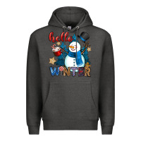 Charcoal Heather hello winter Premium Hoodie - OliviaCreatesArt