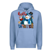 Colony Blue hello winter Premium Hoodie - OliviaCreatesArt