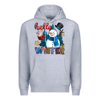 Heather Grey hello winter Premium Hoodie - OliviaCreatesArt