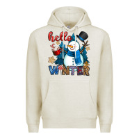Oatmeal Heather hello winter Premium Hoodie - OliviaCreatesArt