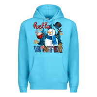 Ocean Blue hello winter Premium Hoodie - OliviaCreatesArt