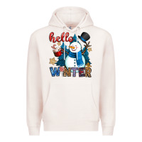 Pale Pink hello winter Premium Hoodie - OliviaCreatesArt