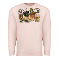 Pale Pink Fishing Coffee Cups Premium Sweatshirt - FaDigitalArtStudio