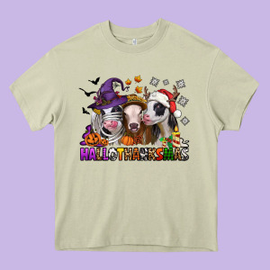 Hallothanksmas Heifers Heavy Core Tee Designed By Jasminsmagicworld