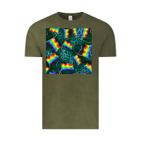 Vintage Olive Pride lgbtq flags with leopard seamless pattern Vintage Tee - BundleAndBundleShop