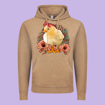 Chick With Flowers Feopard Vintage Hoodie Designed By Jasminsmagicworld