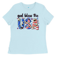 Baby Blue god bless the usa Ladies Tee - NancyCooperArtShop