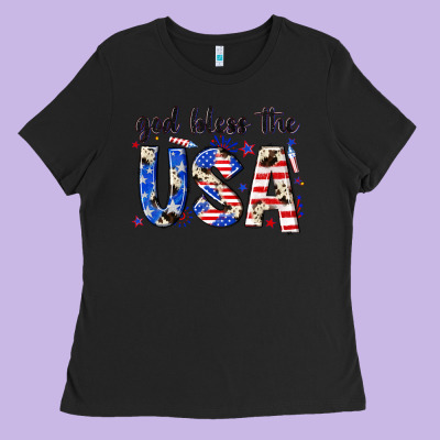 God Bless The Usa Ladies Tee Designed By Nancycooperartshop