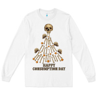 White Happy Consumption Day Long Sleeve Tee - RanaPortraitStore