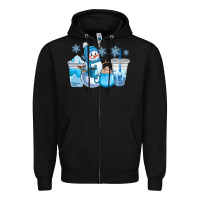 Winter Snowman Coffee Cups Zipper Hoodie | Teevron