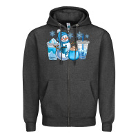Charcoal Heather winter snowman coffee cups Zipper Hoodie - CowGirlArtShop