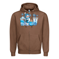 Chestnut winter snowman coffee cups Zipper Hoodie - CowGirlArtShop
