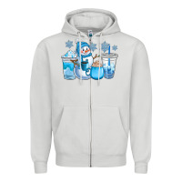 Dove Grey winter snowman coffee cups Zipper Hoodie - CowGirlArtShop