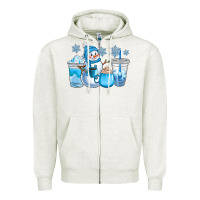 Oatmeal Heather winter snowman coffee cups Zipper Hoodie - CowGirlArtShop