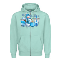 Seafoam winter snowman coffee cups Zipper Hoodie - CowGirlArtShop