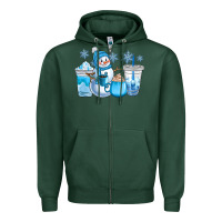 Sports Green winter snowman coffee cups Zipper Hoodie - CowGirlArtShop