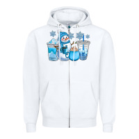 White winter snowman coffee cups Zipper Hoodie - CowGirlArtShop