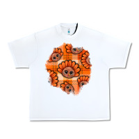 White Thanksgiving Turkey With Tartan Patch Urban Heavy Tee - BundleAndBundleShop