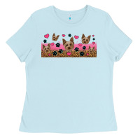 Baby Blue yorkie dogs Ladies Tee - Jasminsmagicworld