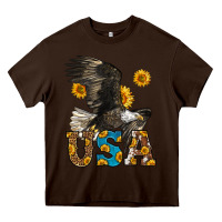 Chocolate Brown Western Usa Eagle Heavy Core Tee - LillyAllenDesigns