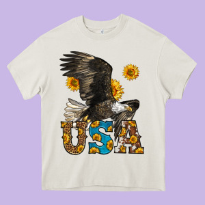 Western Usa Eagle Heavy Core Tee Designed By Lillyallendesigns