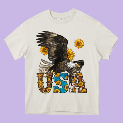 Western Usa Eagle Heavy Core Tee Designed By Lillyallendesigns