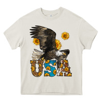 Cream Western Usa Eagle Heavy Core Tee - LillyAllenDesigns