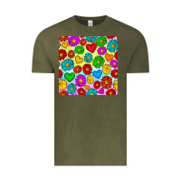 Vintage Olive Pride lgbtq flowers and hearts seamless pattern Vintage Tee - BundleAndBundleShop