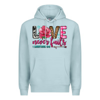 Blue Mist love never fails Premium Hoodie - OliviaCreatesArt