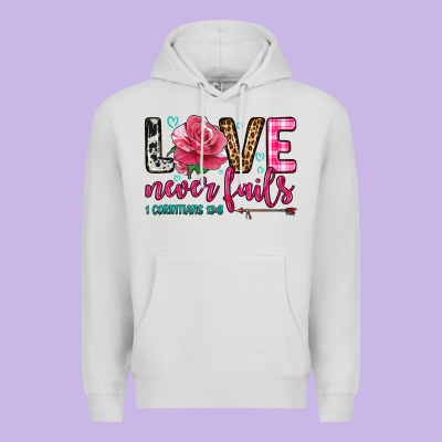 Love Never Fails Premium Hoodie Designed By Oliviacreatesart