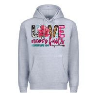 Heather Grey love never fails Premium Hoodie - OliviaCreatesArt