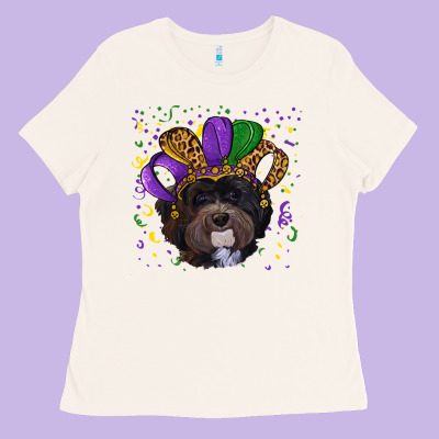Mardi Gras Havanese Dog With Hat Ladies Tee Designed By Ranaportraitstore