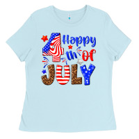 Baby Blue happy 4th of july Ladies Tee - NancyCooperArtShop