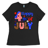Black happy 4th of july Ladies Tee - NancyCooperArtShop