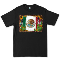 Black mexican flag background with cactus and sunflower Premium Tee - Jasminsmagicworld