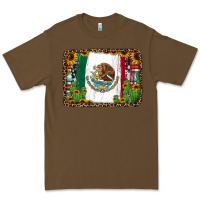 Cacao mexican flag background with cactus and sunflower Premium Tee - Jasminsmagicworld