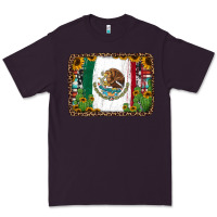 Plum mexican flag background with cactus and sunflower Premium Tee - Jasminsmagicworld